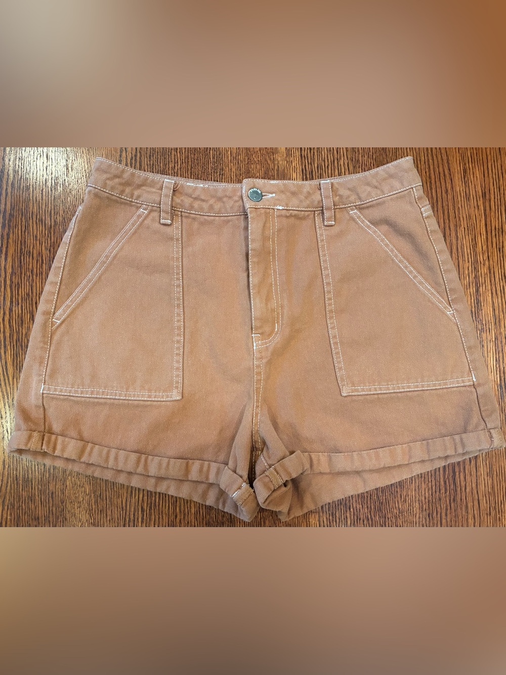RSQ High Rise Utility Shorts Brown Garment Dyed Cuffed Women's Size 30
